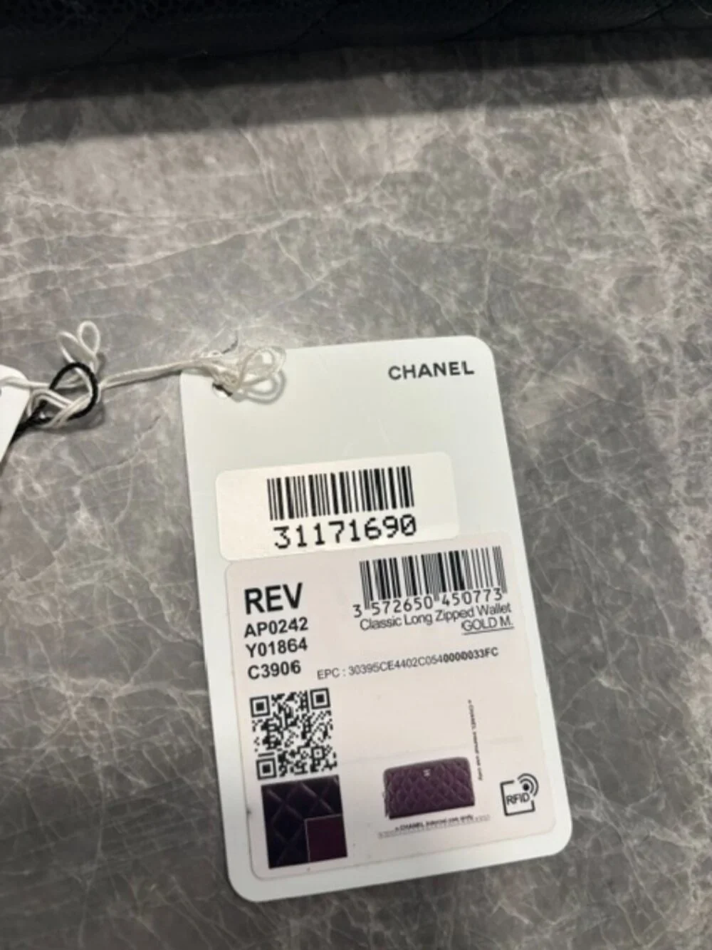 Authentic Chanel Zip Around Wallet